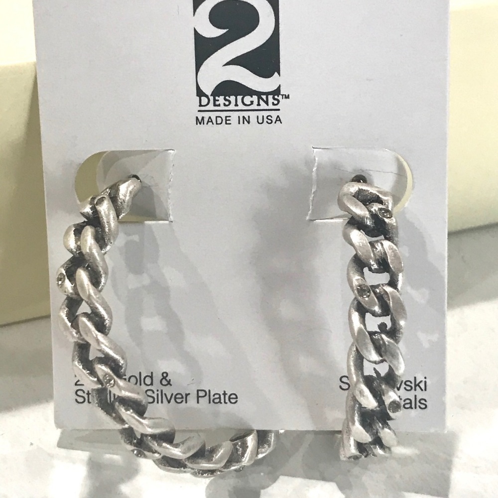 VINTAGE SILVER MALI LINK HOOPS